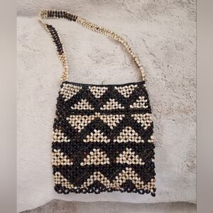 Vintage 70s Bohemian Hippie Classic Boho Moto Handcrafted Retro Sheer Bead Bag